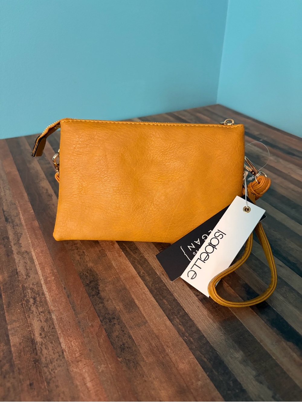 Isabelle Light Brown/Mustard Colored Wristlet/Clutch/Crossbody- NWT!